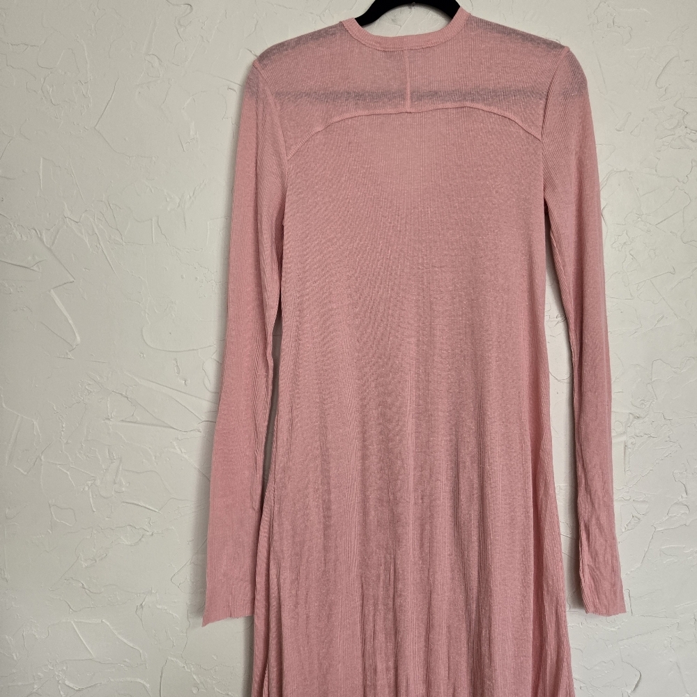 Free People Ribbed Lightweight Button Up Pink Dusted Sweater, L - Picture 7 of 11